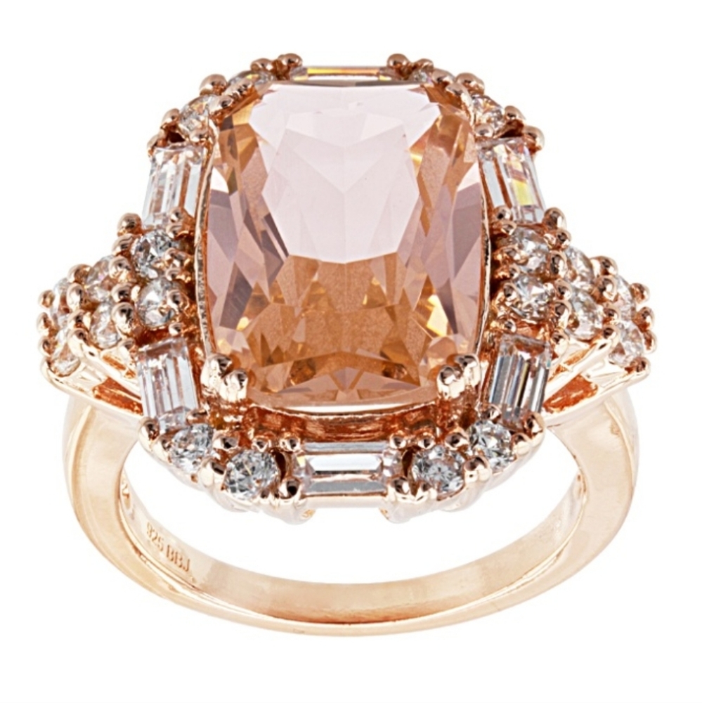 Pink And White Cubic Zirconia Morganite Rose Gold Over Sterling Silver R…